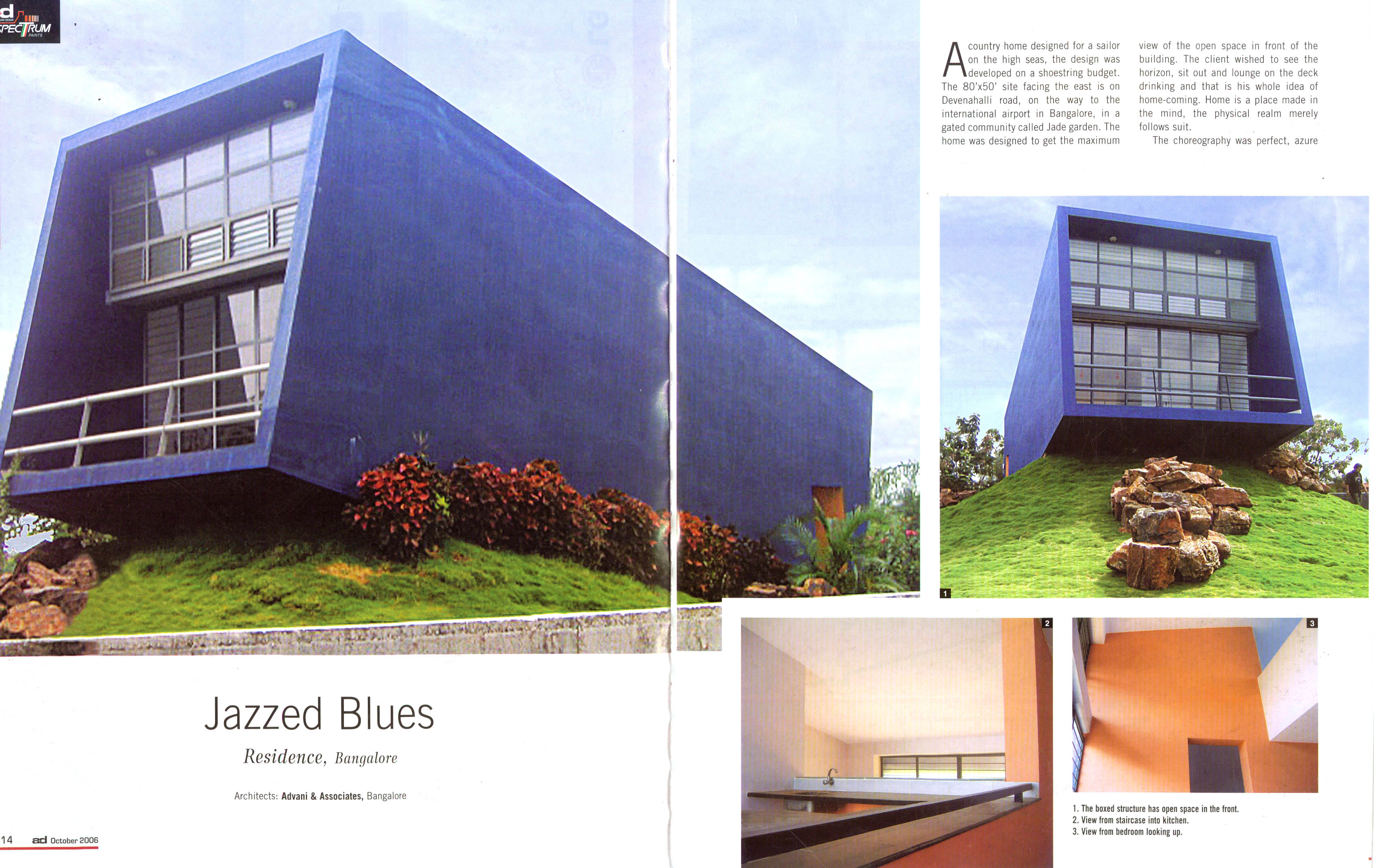 Advani & Associates press feature — Architecture + Design — “Jazzed Blues”, October 2006